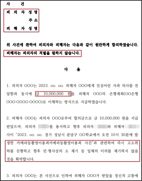 합의서 작성 양식